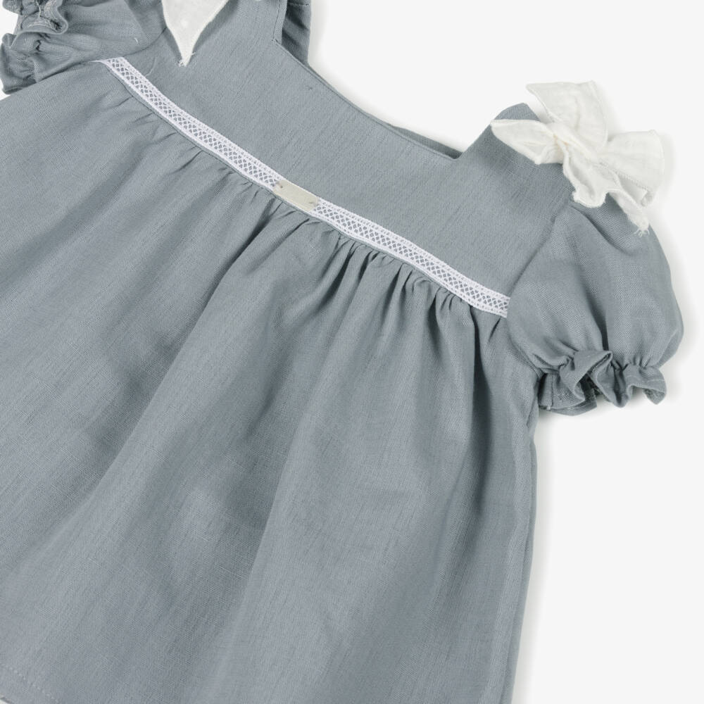 Babidu-Girls Grey Lace Bow Dress | Childrensalon Outlet
