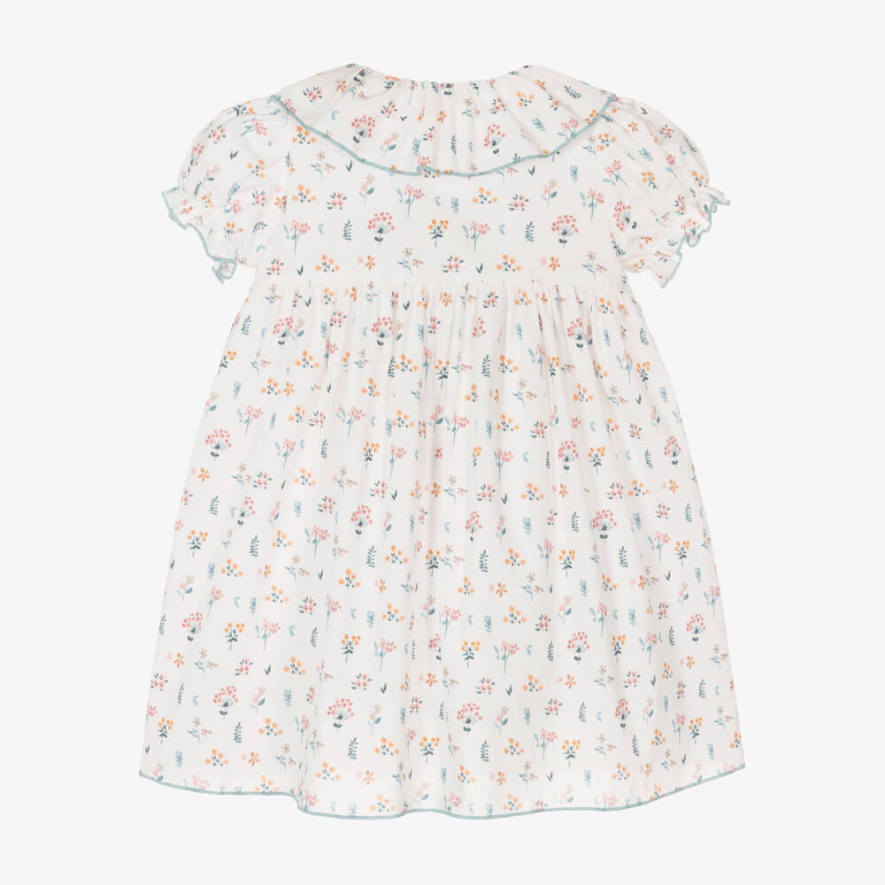 Babidu-Girls Ivory Blossom Cotton Dress | Childrensalon Outlet