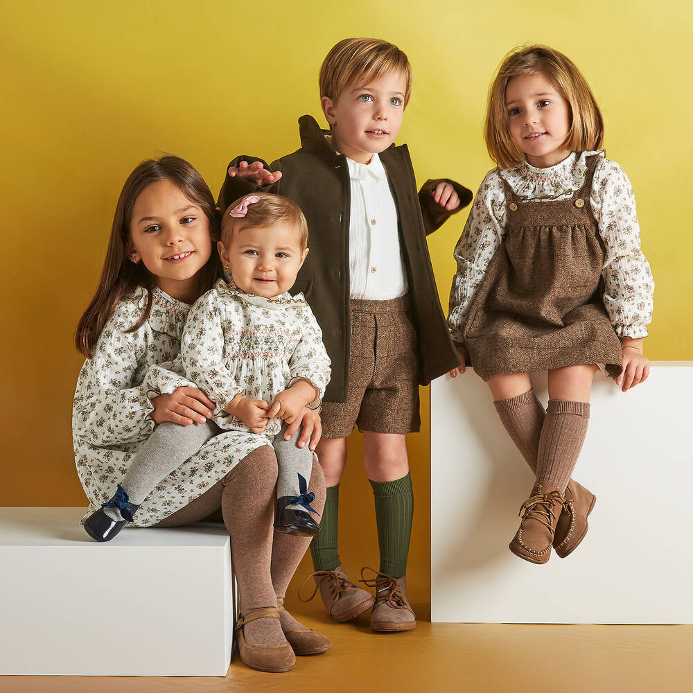 Babidu-فستان قطن لون عاجي بطبعة ورود | Childrensalon Outlet