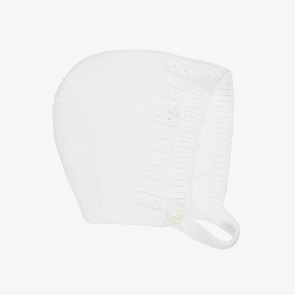 Babidu-Girls' Ivory Cotton Knit Bonnet | Childrensalon Outlet