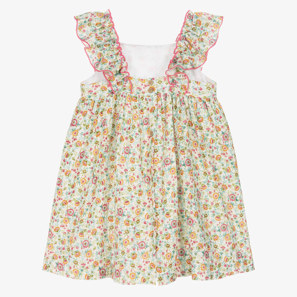 Babidu-فستان قطن لون عاجي بطبعة ورود | Childrensalon Outlet