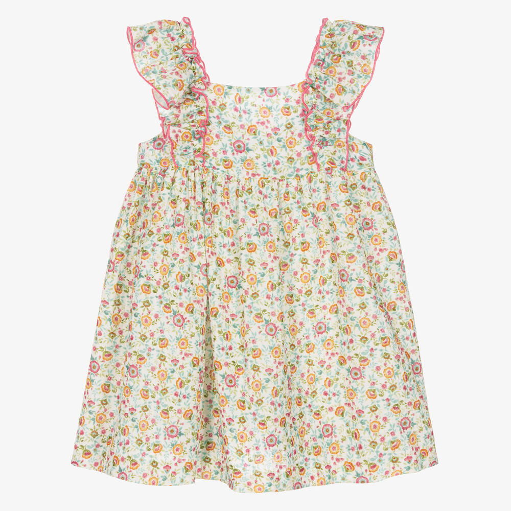 Babidu-فستان قطن لون عاجي بطبعة ورود | Childrensalon Outlet