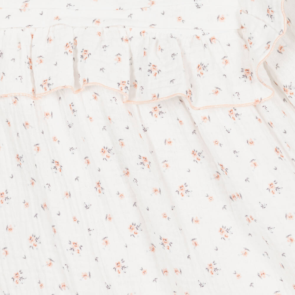 Babidu-Girls Ivory Floral Cotton Gown | Childrensalon Outlet
