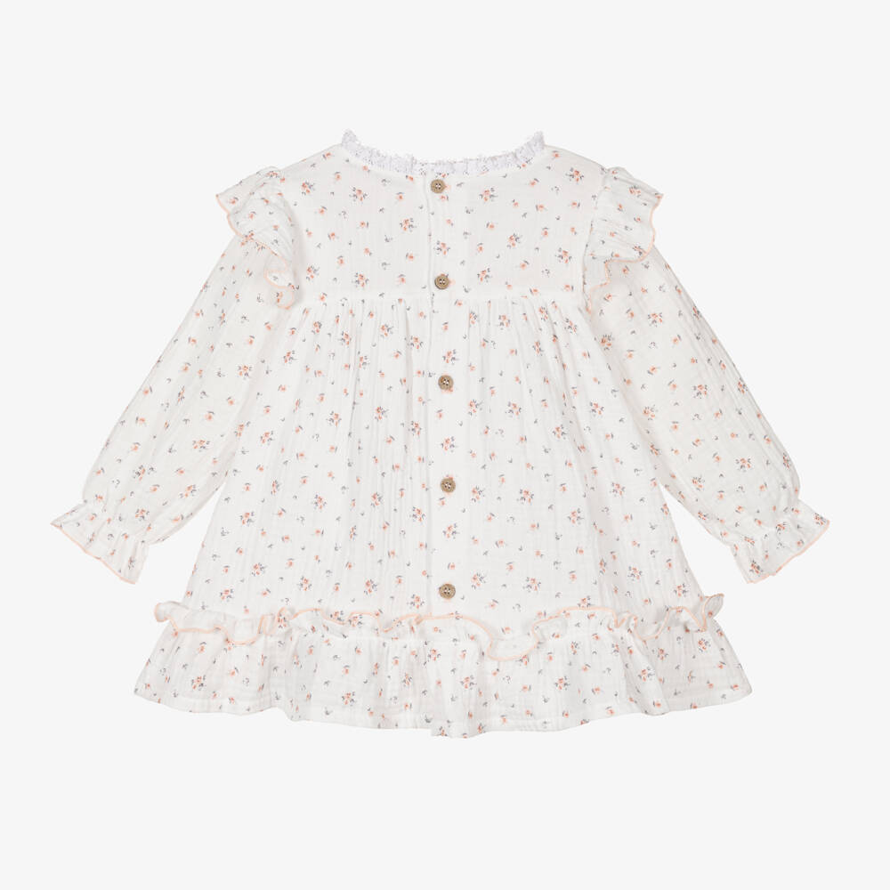 Babidu-Girls Ivory Floral Cotton Gown | Childrensalon Outlet