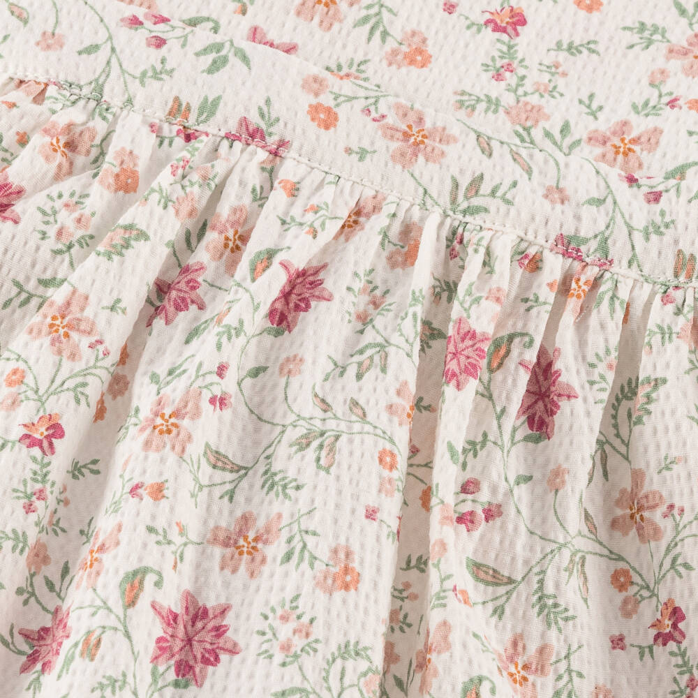 Babidu-Girls Ivory Ruffle Floral Frock | Childrensalon Outlet