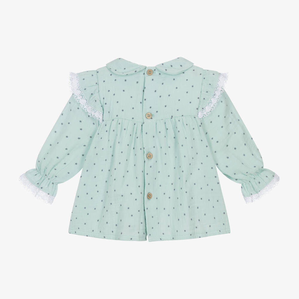 Babidu-Girls Mint Star Patterned Dress | Childrensalon Outlet