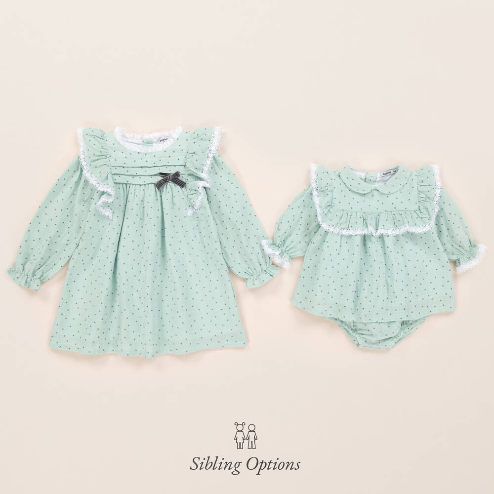 Babidu-Girls Mint Star Patterned Dress | Childrensalon Outlet