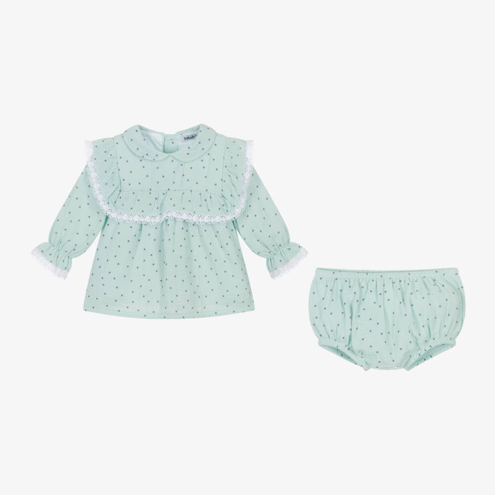 Babidu-Girls Mint Star Patterned Dress | Childrensalon Outlet