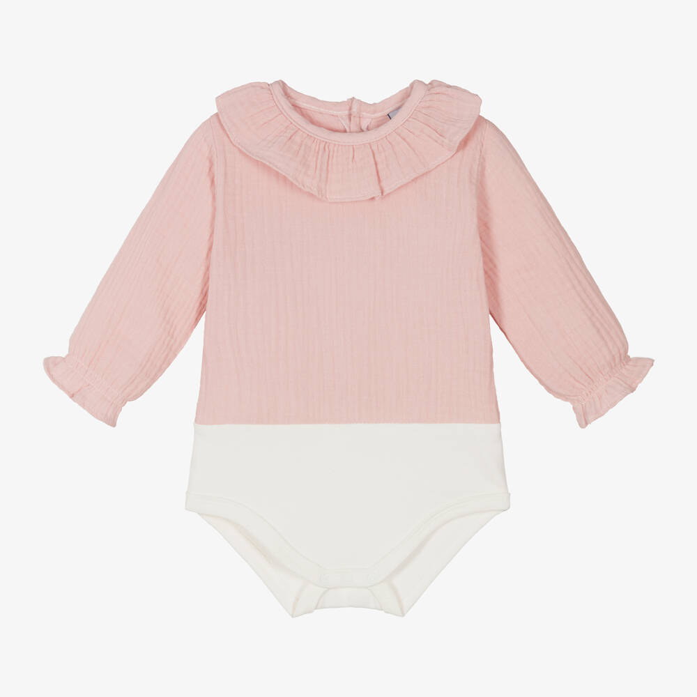 Babidu-Girls Muslin and Jersey Bodysuit | Childrensalon Outlet