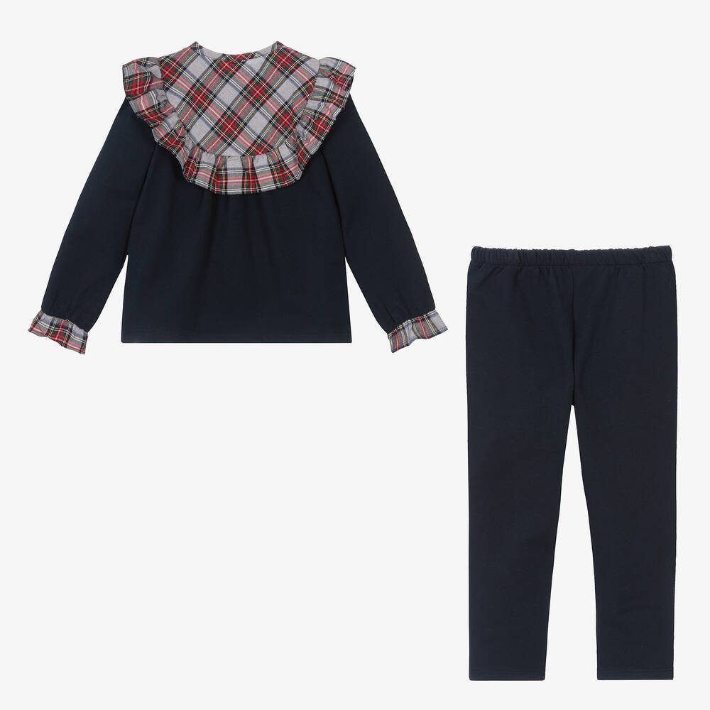 Babidu-Girls Navy Blue Cotton Trousers Set | Childrensalon Outlet