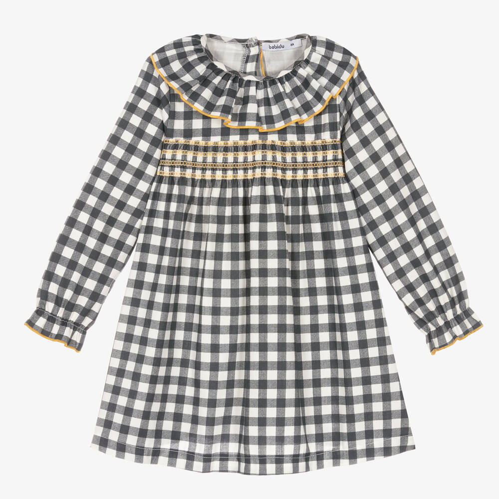 Babidu-Girls Navy Blue Gingham Dress | Childrensalon Outlet