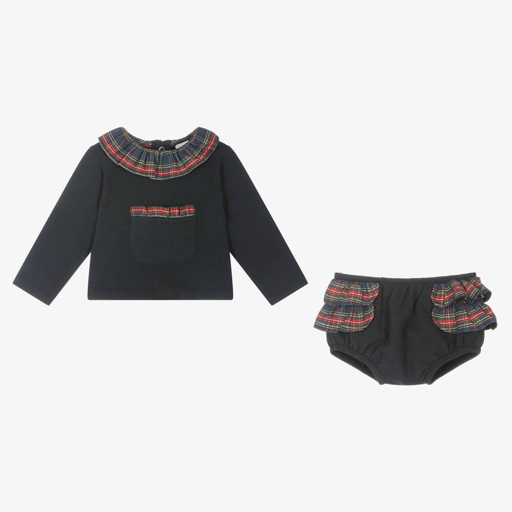 Babidu-Girls Navy Blue Shorts Set | Childrensalon Outlet