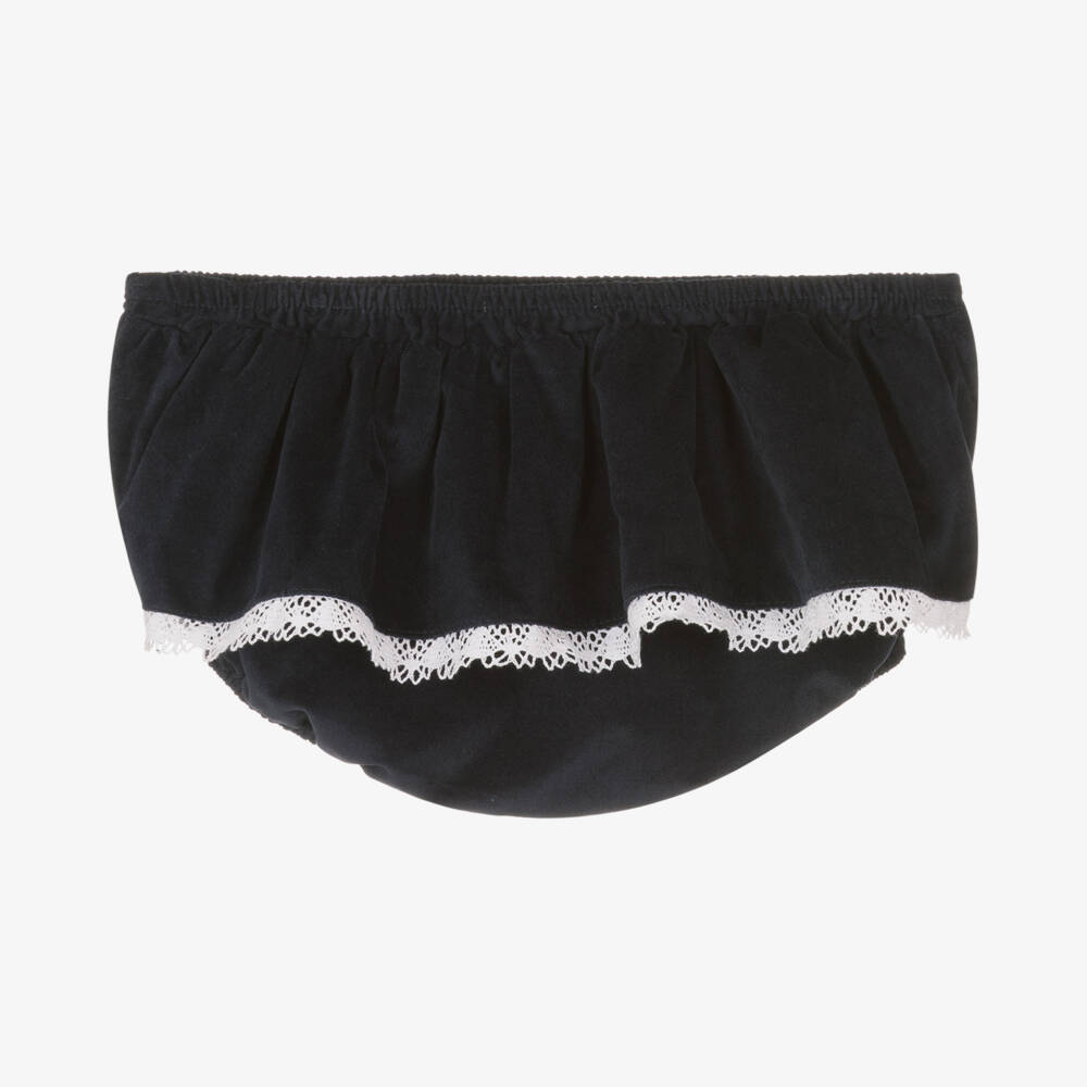 Babidu-فستان أطفال بناتي مخمل لون كحلي | Childrensalon Outlet