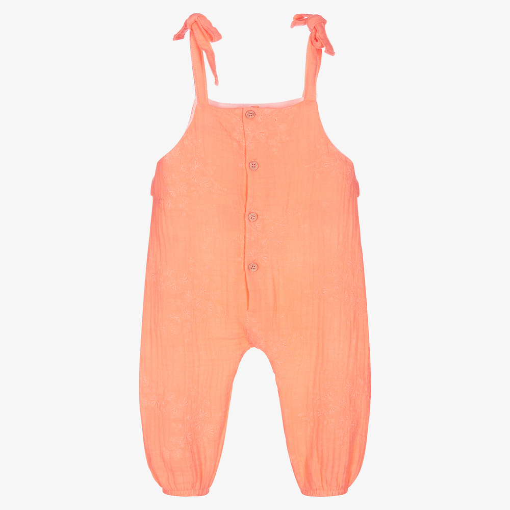 Babidu-Girls Orange Cotton Dungarees | Childrensalon Outlet