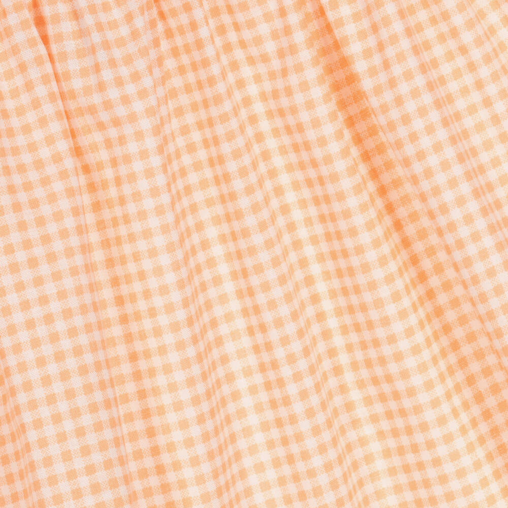 Babidu-Girls Orange Cotton Gingham Dress | Childrensalon Outlet