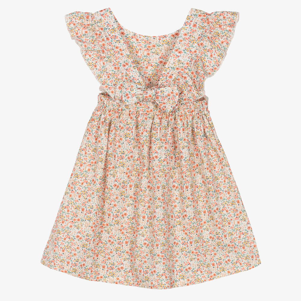 Babidu-Оранжево-зеленое платье в цветочек | Childrensalon Outlet