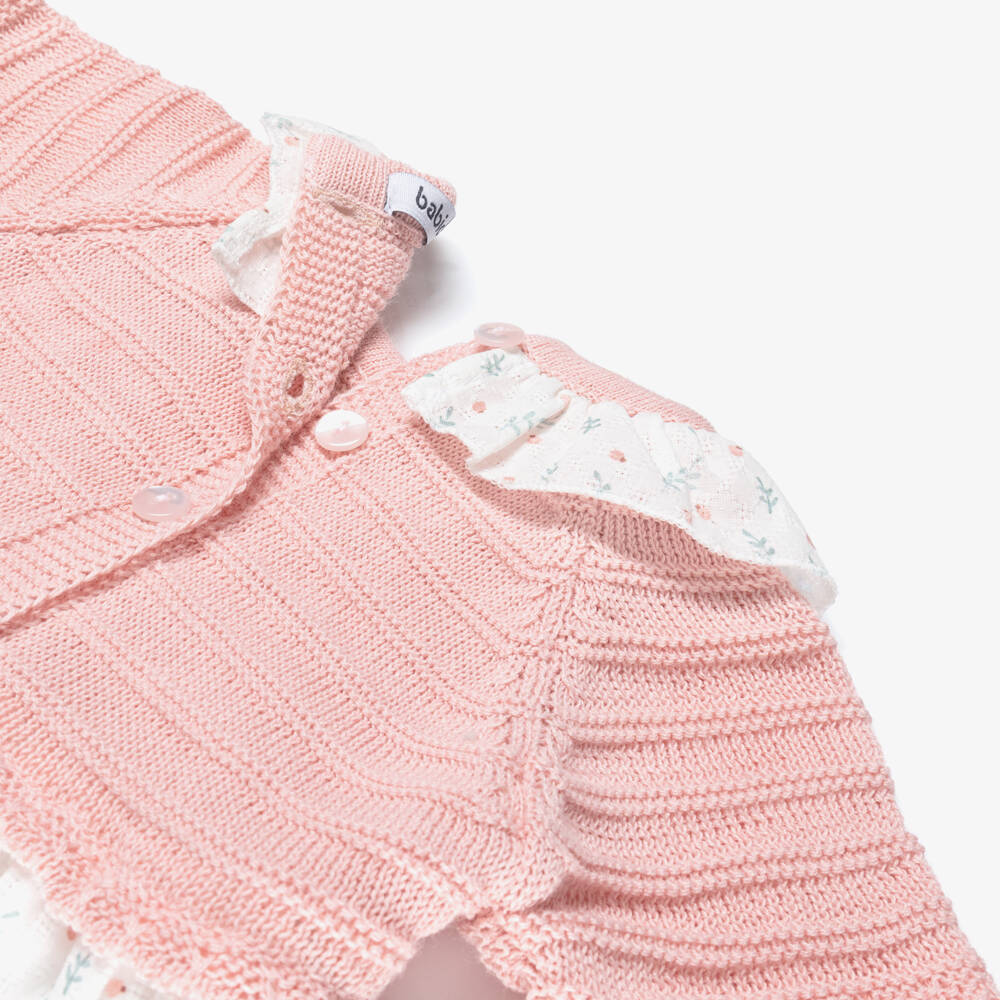 Babidu-Girls Pale Pink & White Floral Print Dress | Childrensalon Outlet