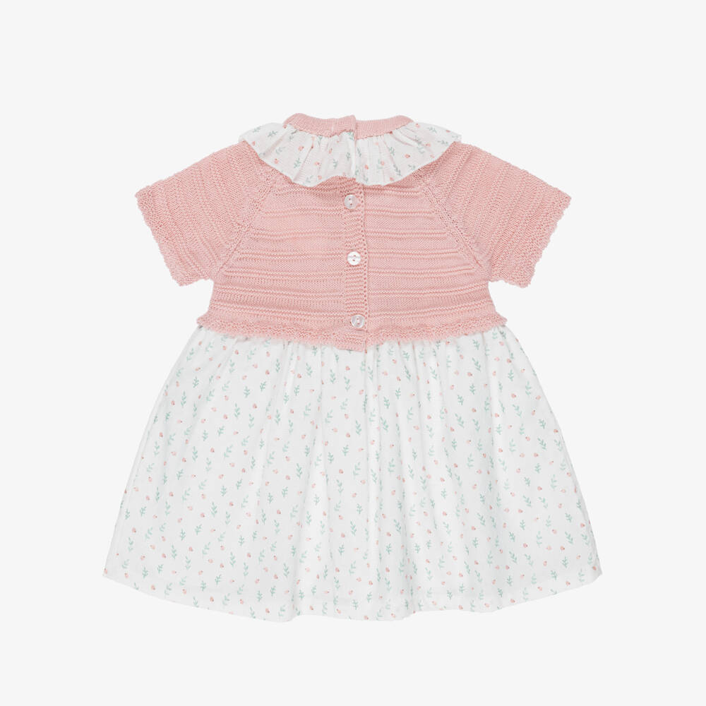 Babidu-Girls Pale Pink & White Floral Print Dress | Childrensalon Outlet