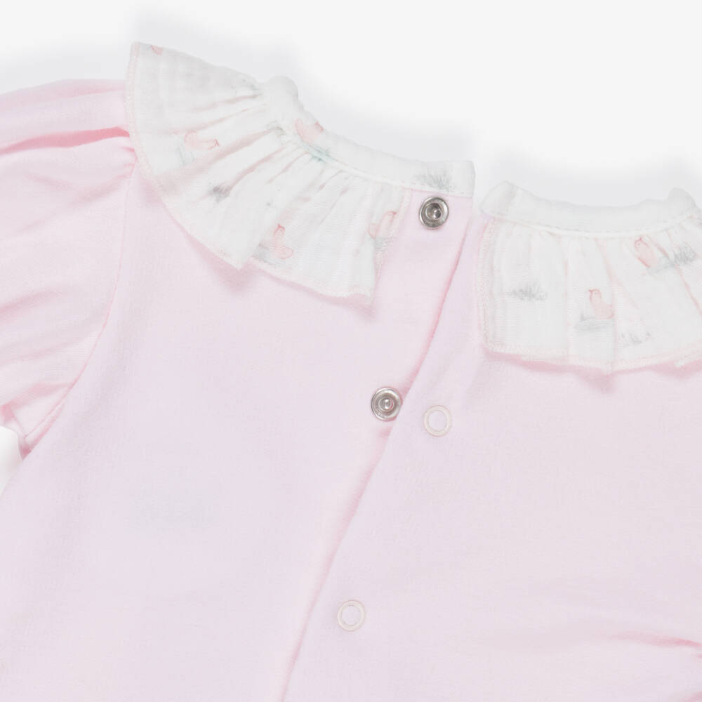 Babidu-Girls Pale Pink & White Ruffle Shorts Set | Childrensalon Outlet