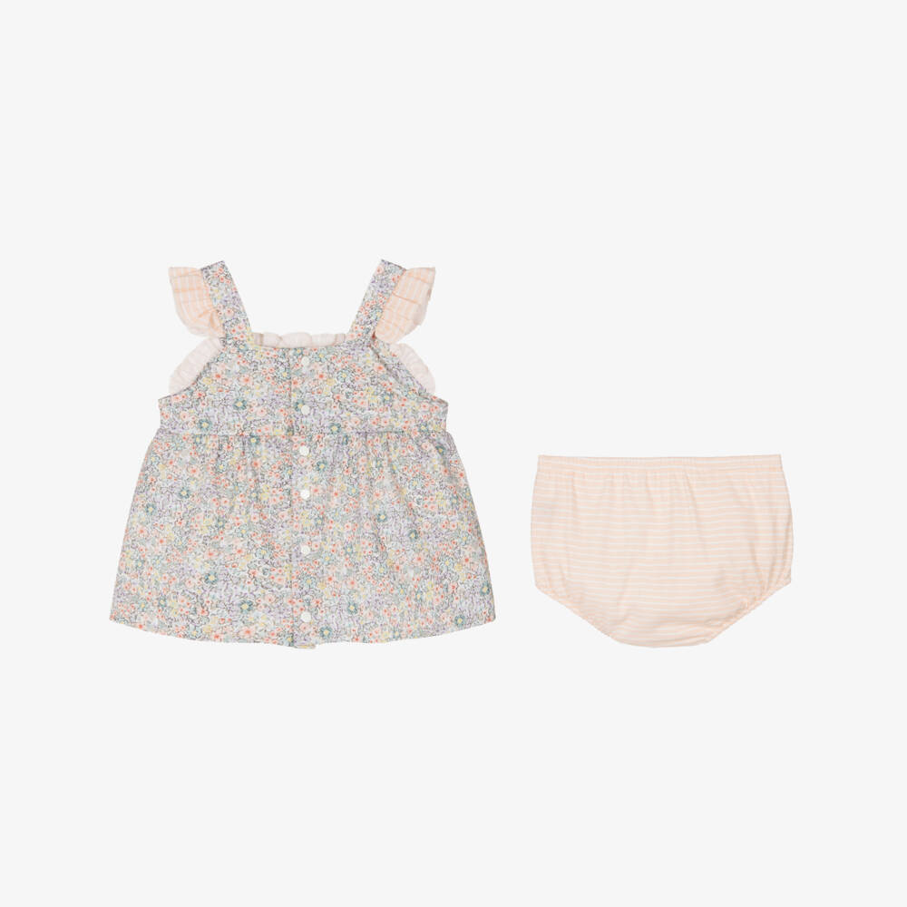 Babidu-Girls Pastel Floral Cotton Dress | Childrensalon Outlet