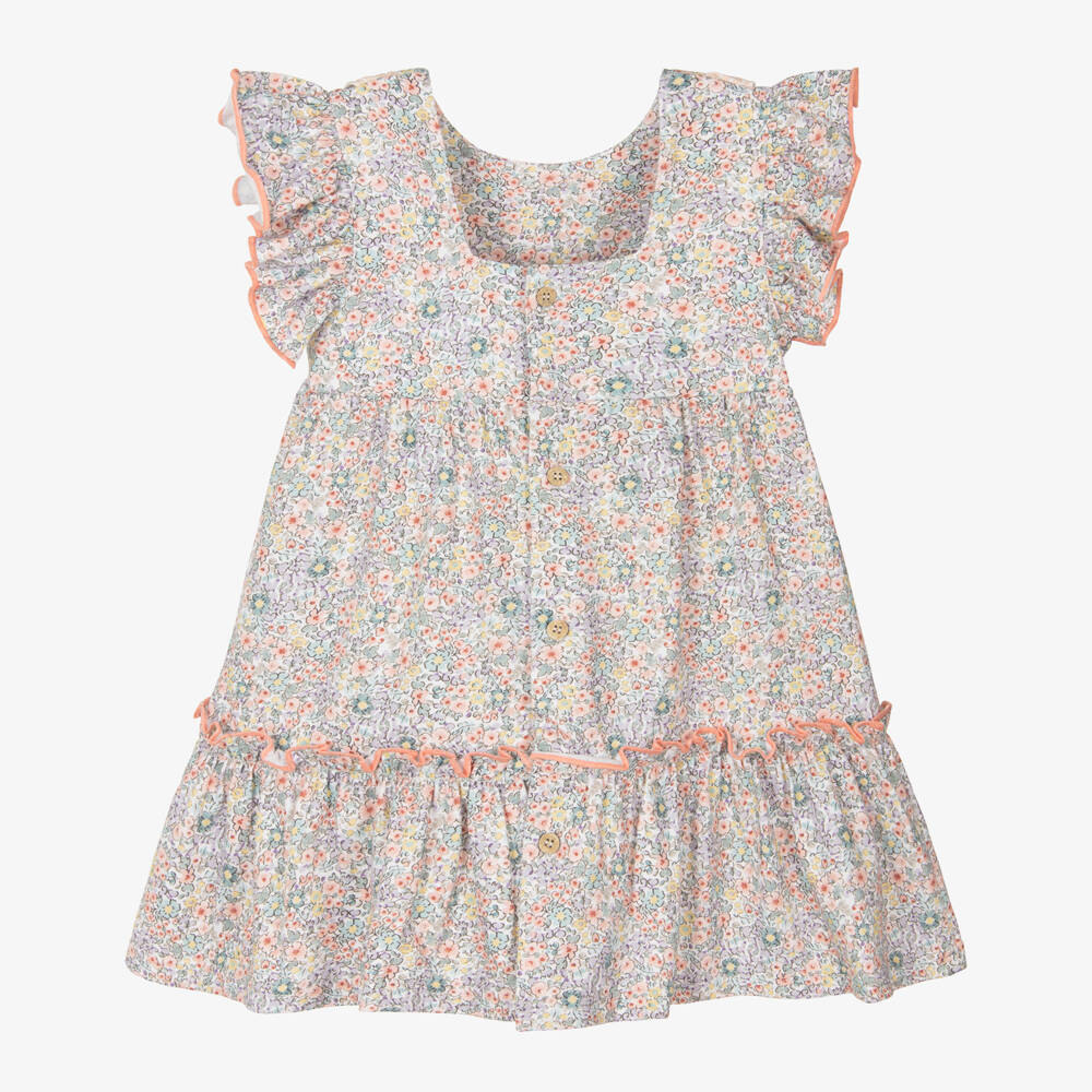 Babidu-Girls Pastel Floral Cotton Frock | Childrensalon Outlet