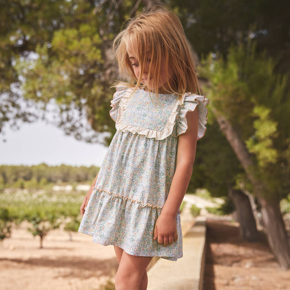 Babidu-Girls Pastel Floral Cotton Frock | Childrensalon Outlet