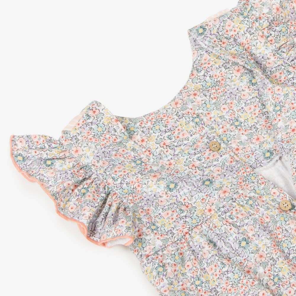 Babidu-Girls Pastel Floral Cotton Frock | Childrensalon Outlet