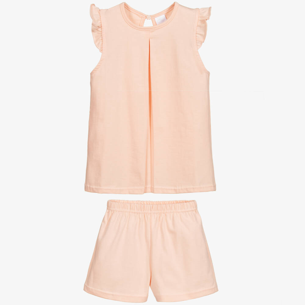 Babidu-Girls Peach Jersey Short Pyjamas | Childrensalon Outlet