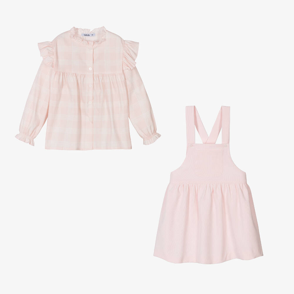 Babidu-Girls Pink Blouse & Corduroy Dress Set | Childrensalon Outlet