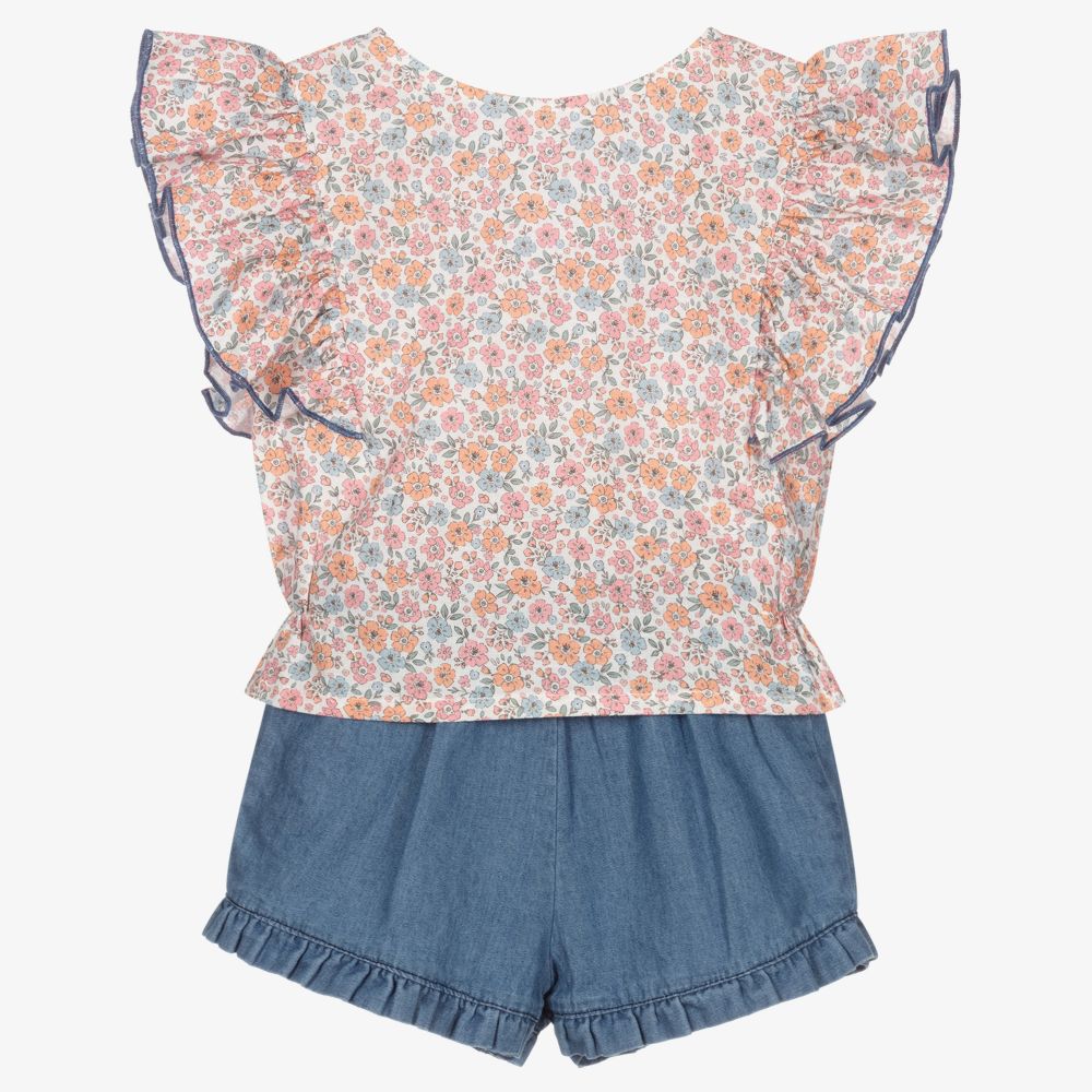 Babidu - Ensemble short rose/bleu Fille | Childrensalon