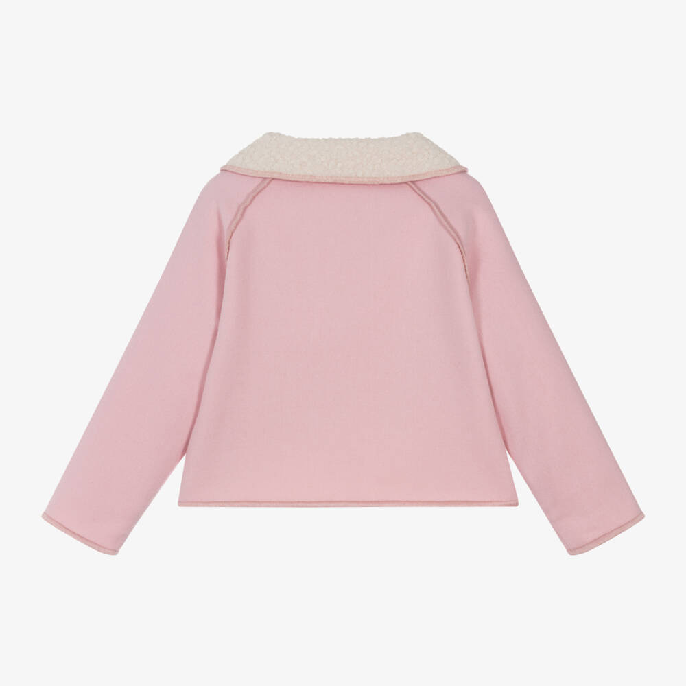 Babidu-Girls Pink Bouclé Collar Jacket | Childrensalon Outlet