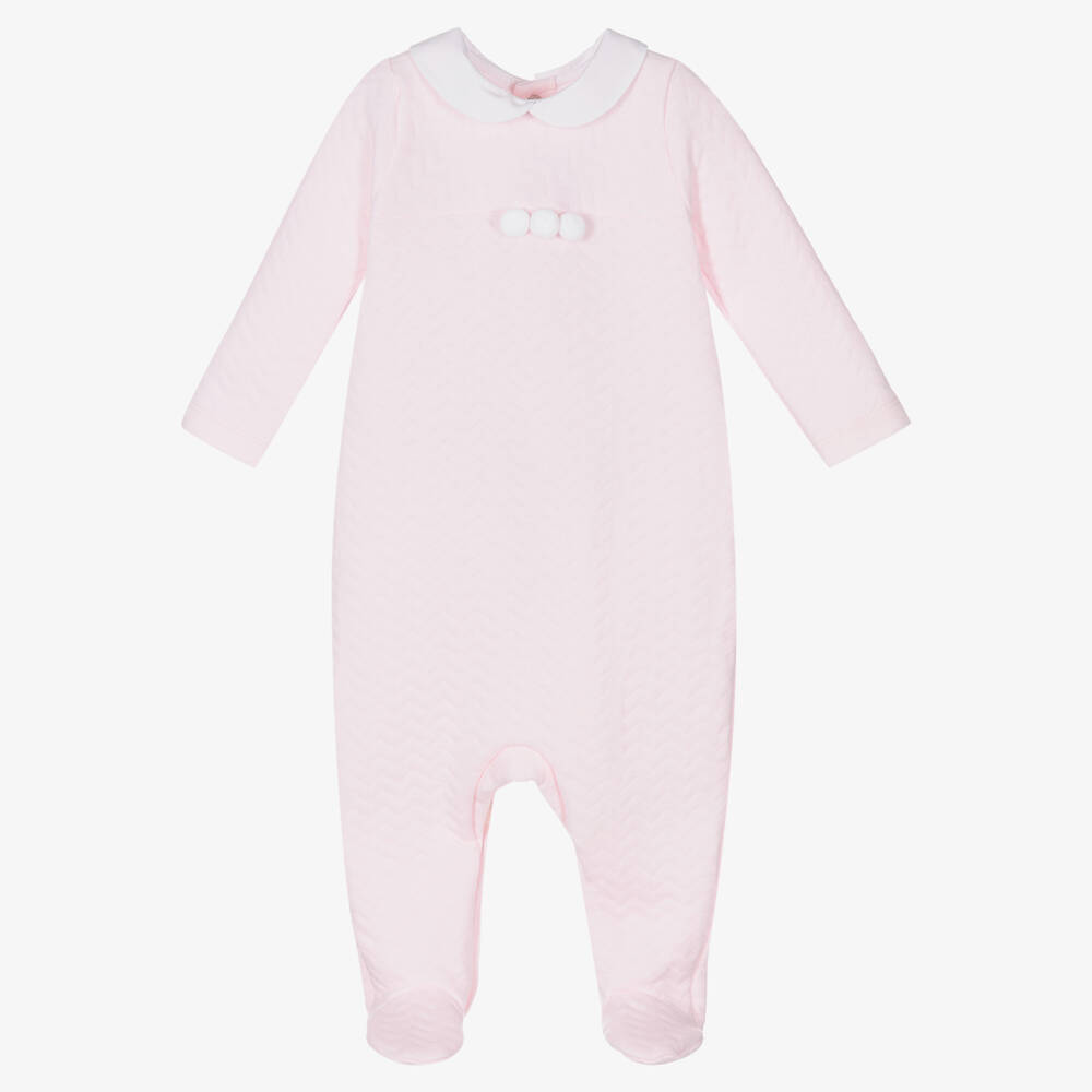 Babidu - Girls Pink Cotton Babygrow | Childrensalon