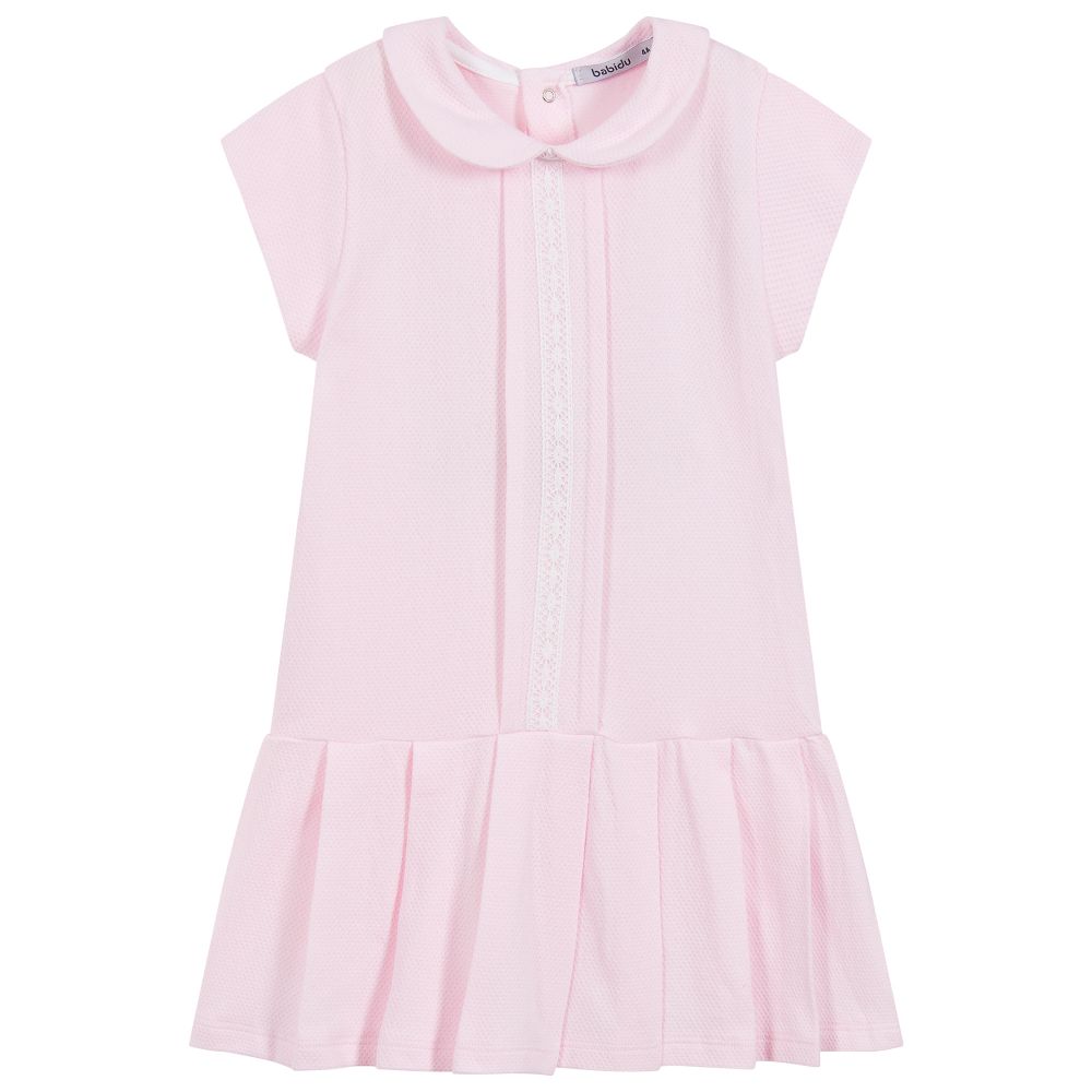 Babidu - Girls Pink Cotton Dress | Childrensalon