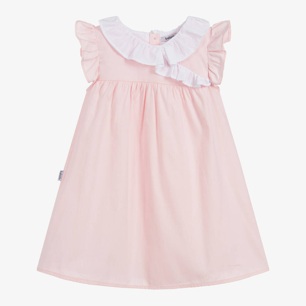 Babidu-فستان قطن لون زهري وأبيض | Childrensalon Outlet