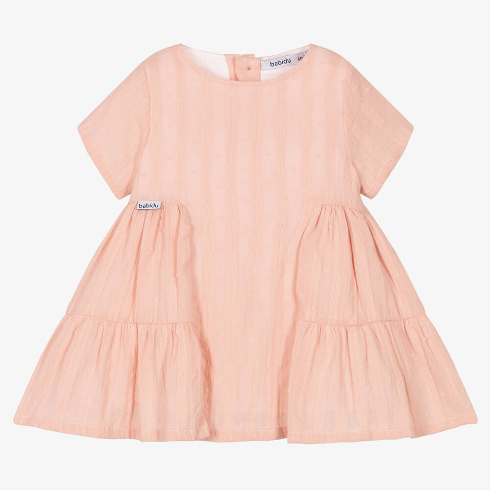 Babidu - Girls Pink Cotton Dress | Childrensalon