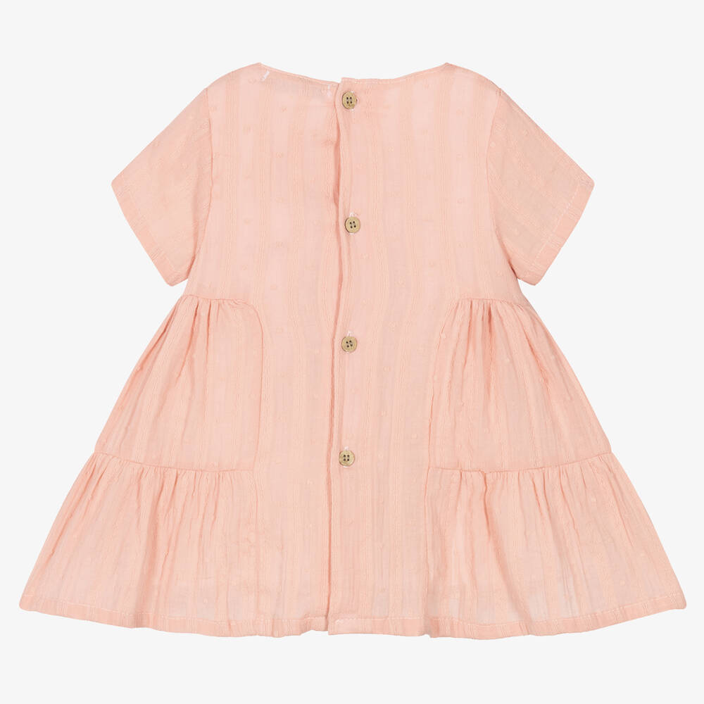 Babidu-Girls Pink Cotton Dress | Childrensalon Outlet