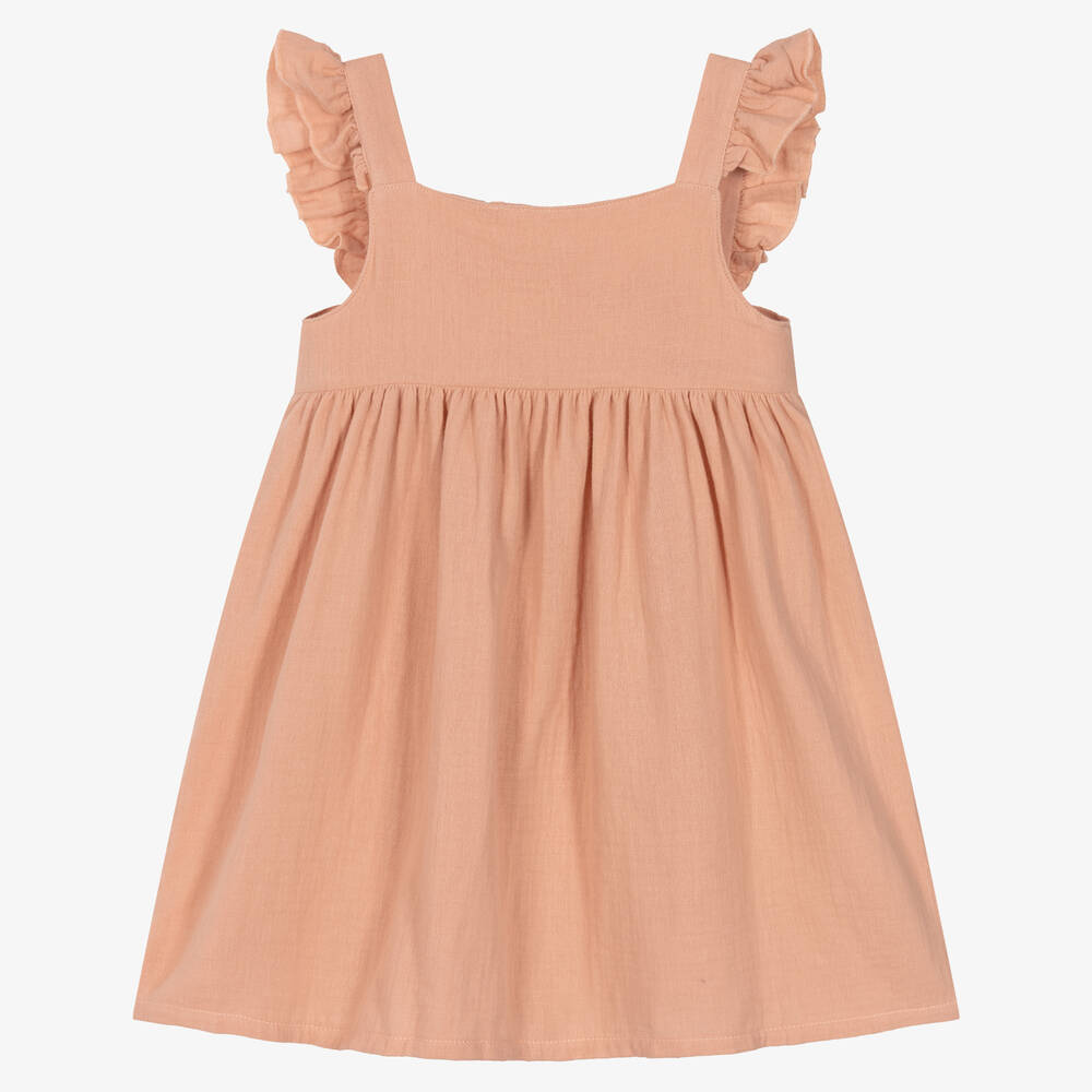 Babidu - Girls Pink Cotton Dress | Childrensalon