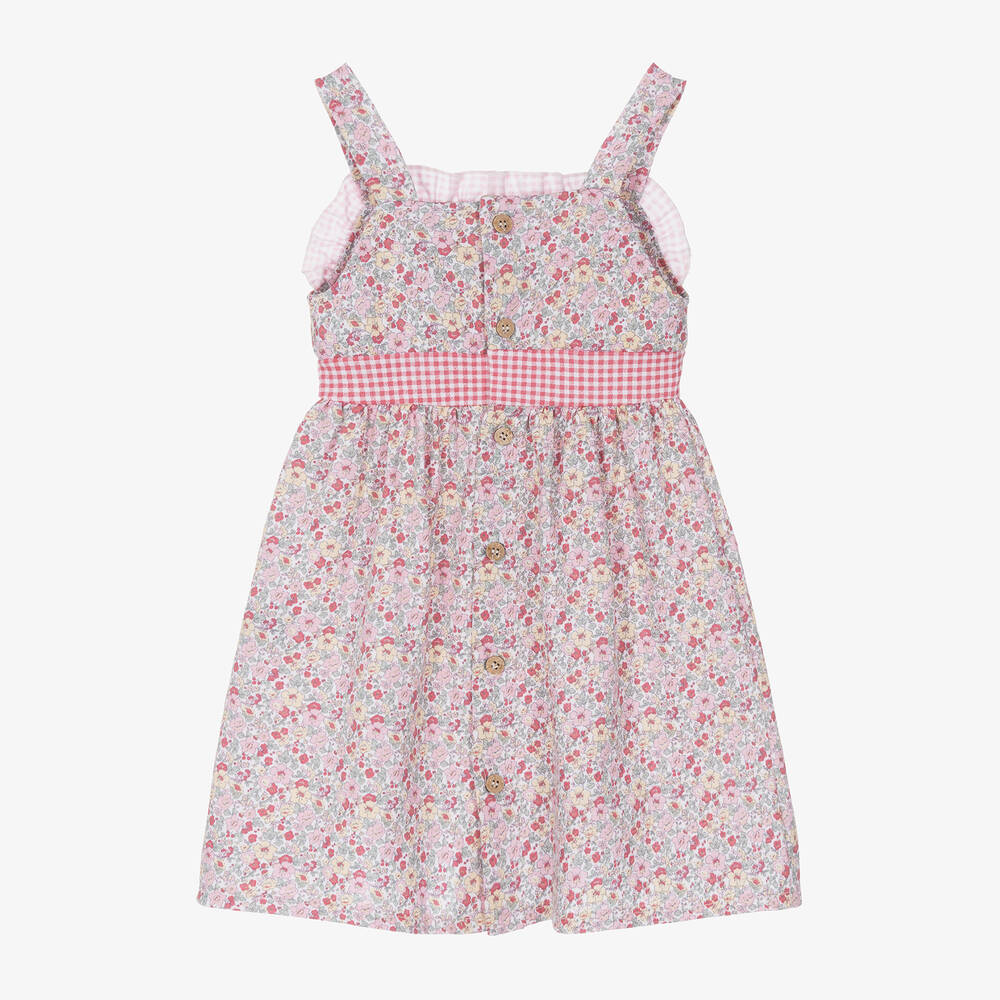 Babidu-فستان قطن جيرسي لون زهري بطبعة ورود | Childrensalon Outlet