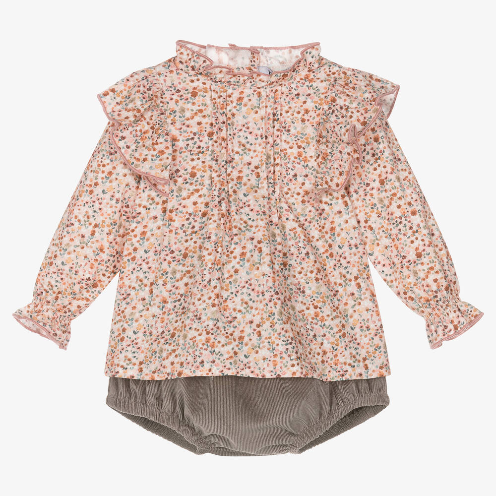 Babidu - Rosa Baumwollshorts-Set mit Blumen | Childrensalon