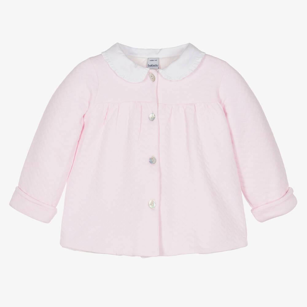 Babidu - Girls Pink Cotton Jacket | Childrensalon