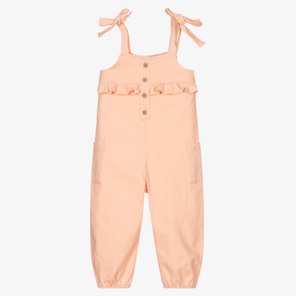 Babidu-Girls Pink Cotton Jumpsuit | Childrensalon Outlet