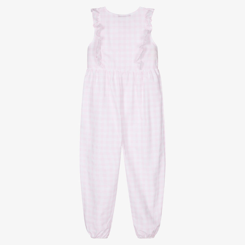 Babidu-Girls Pink Cotton Jumpsuit | Childrensalon Outlet