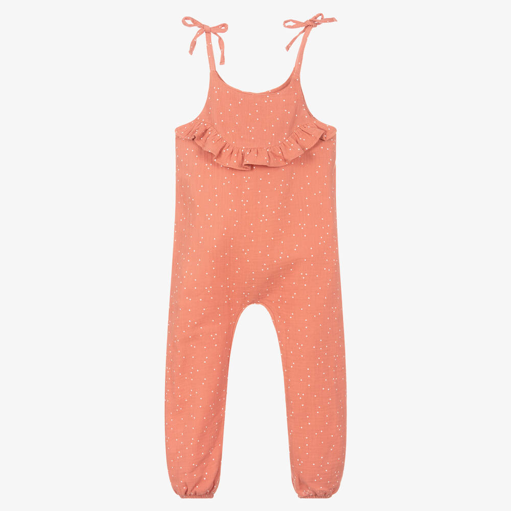 Babidu - Girls Pink Cotton Jumpsuit | Childrensalon