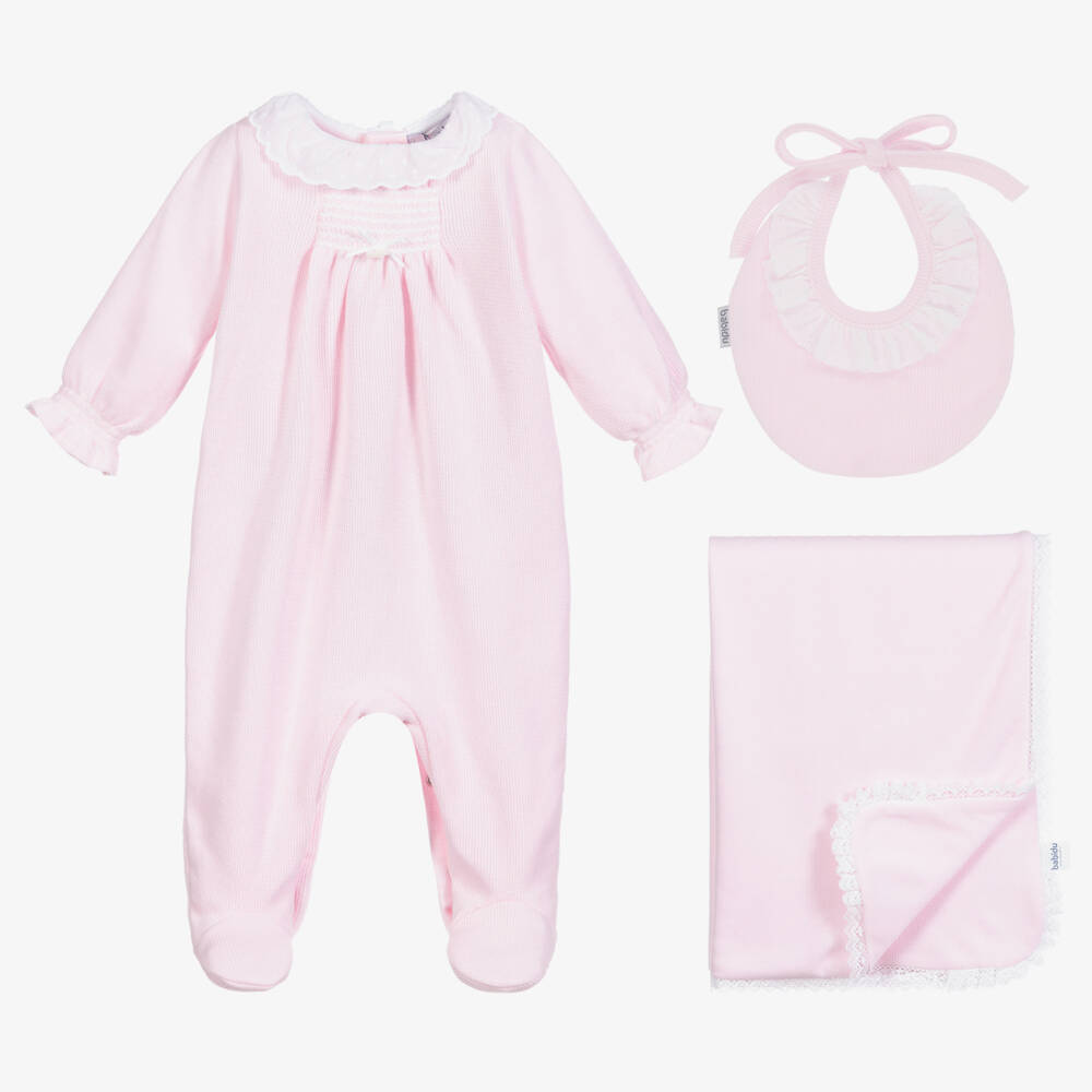 Babidu-Girls Pink Cotton Newborn Set | Childrensalon Outlet