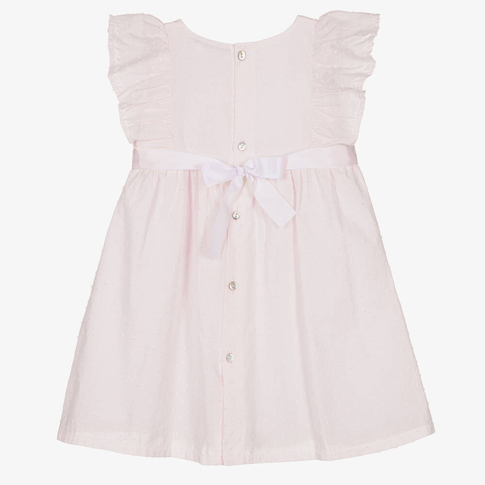 Babidu-Розовое платье из хлопка плюмети | Childrensalon Outlet