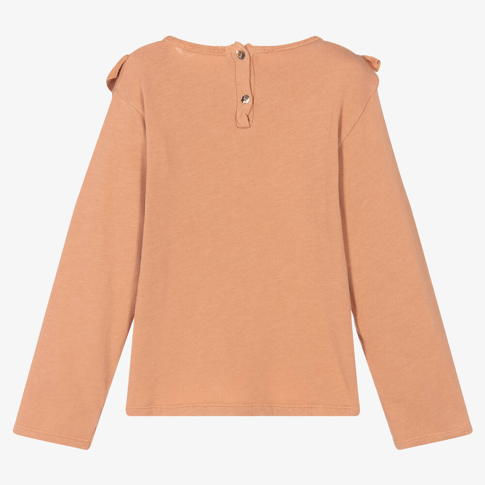 Babidu-Girls Pink Cotton Ruffle Top | Childrensalon Outlet