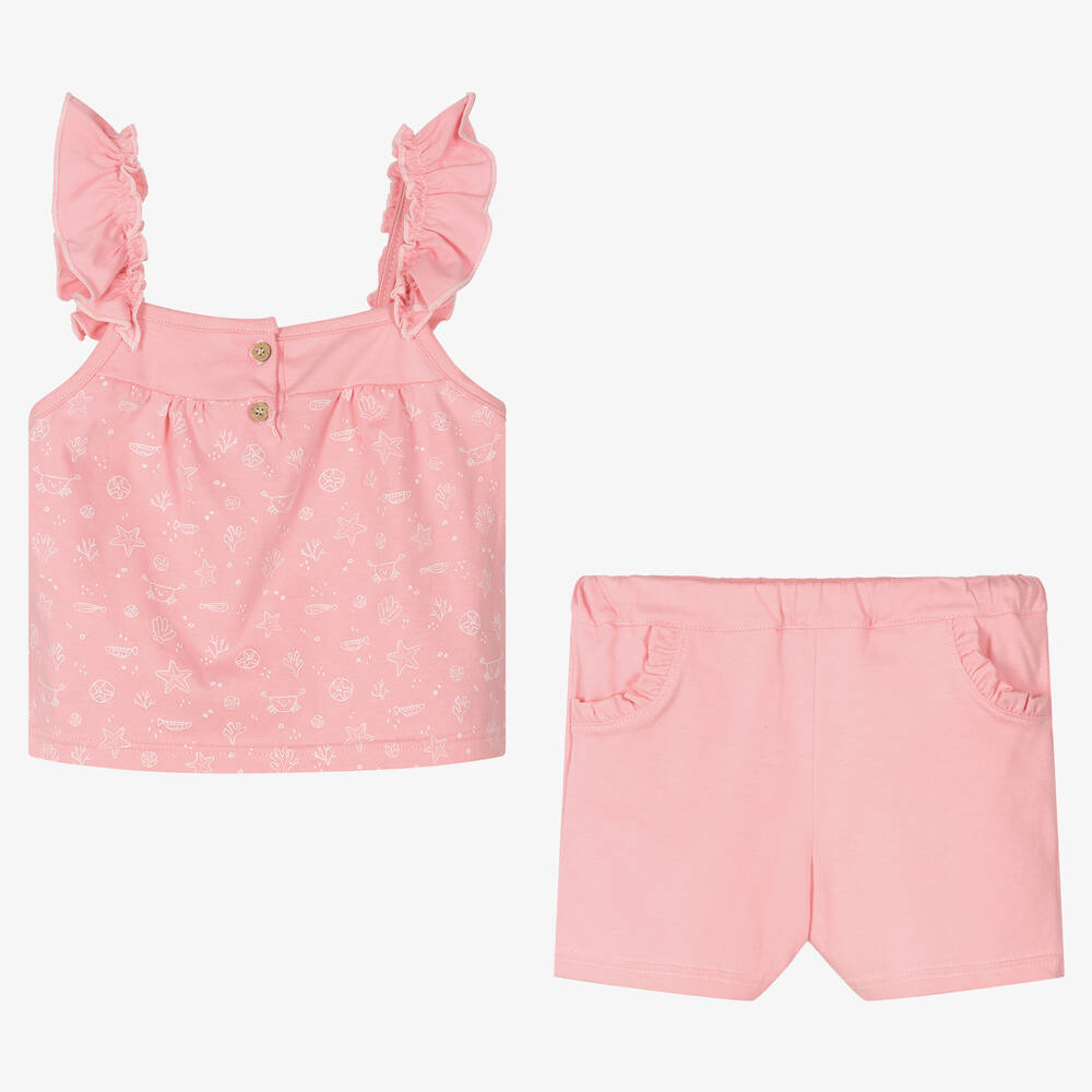 Babidu-Girls Pink Cotton Short Pyjamas | Childrensalon Outlet
