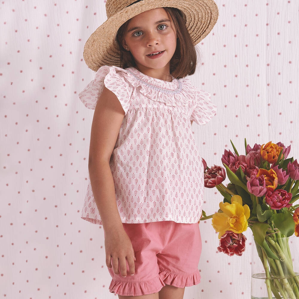 Babidu-Розовая блузка и шорты из хлопка | Childrensalon Outlet