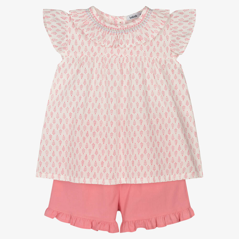 Babidu-Розовая блузка и шорты из хлопка | Childrensalon Outlet