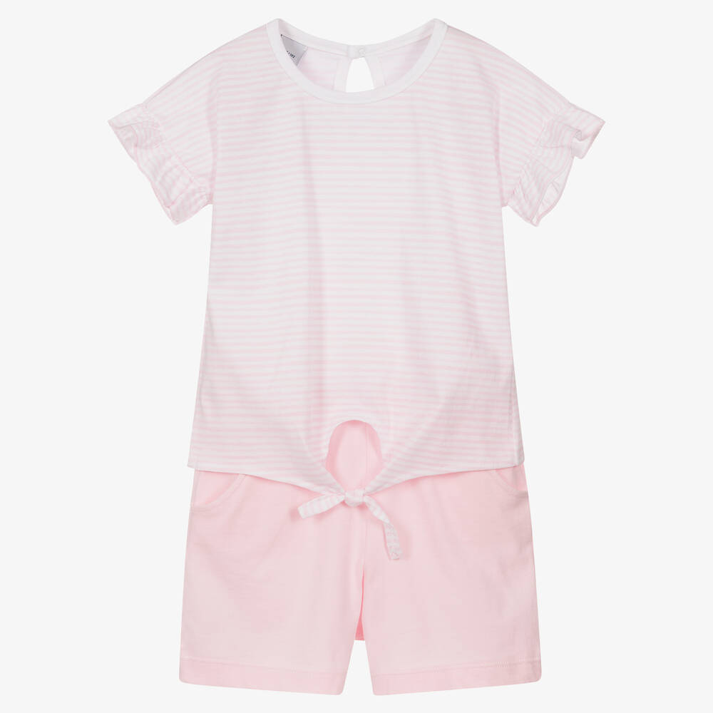 Babidu - Girls Pink Cotton Shorts Set | Childrensalon